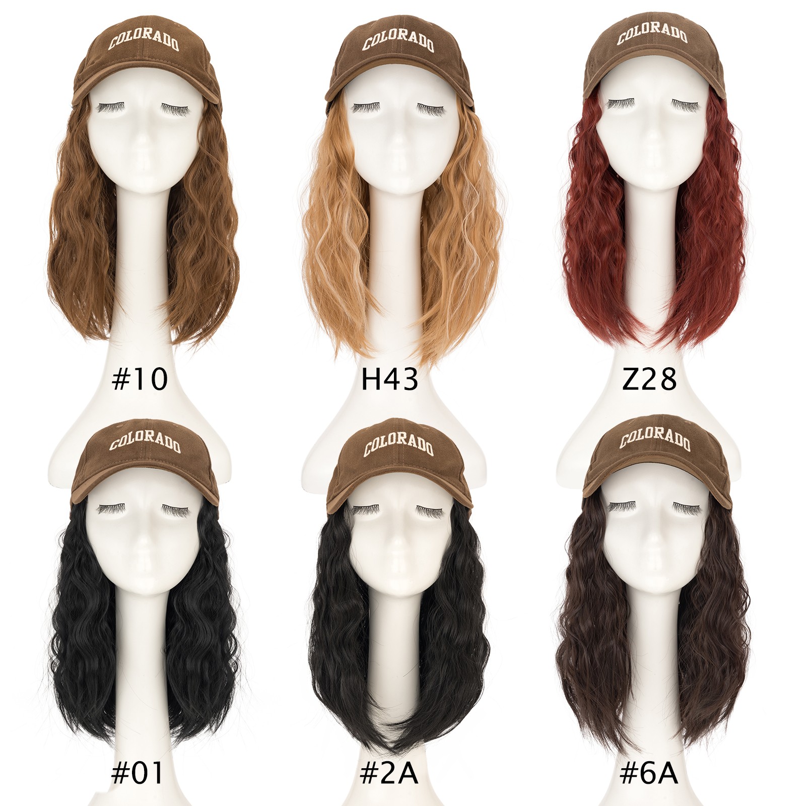 8″ Curly Baseball Hat Cap with Hair Extensions Synthetic Curly Ponytail Natural
