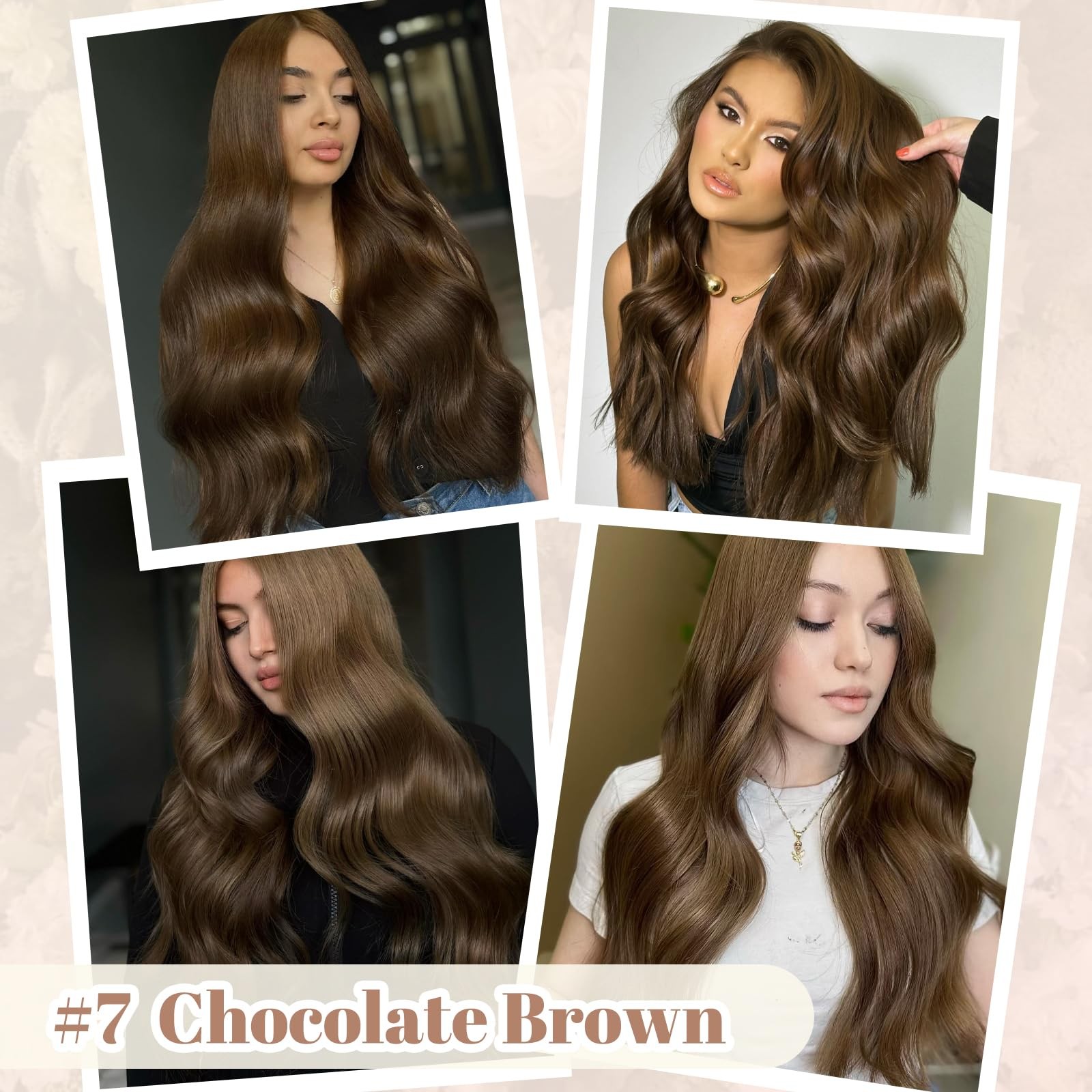 Mioyio Microlink Hair Extensions Human Hair Chocolate Brown 50G/62S/Pack 18Inch