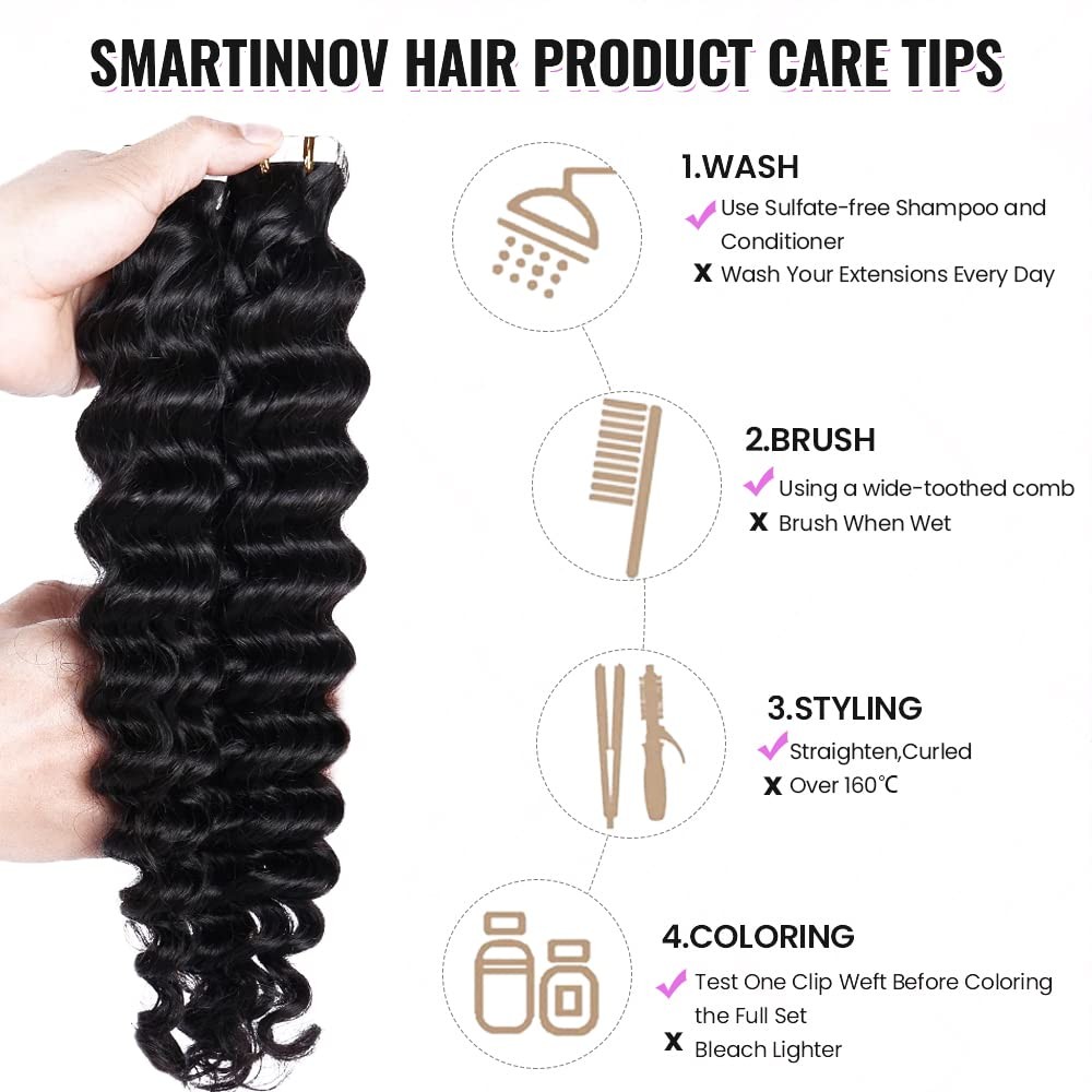 Smartinnov Afro Curly Tape Ins Human Hair 40 Pcs 100Gram 10A Grade Virgin Hairs