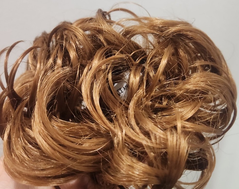 Curly Scrunchie Ponytail Synthetic 3″ 27 Strawberry Blond Messy Bun