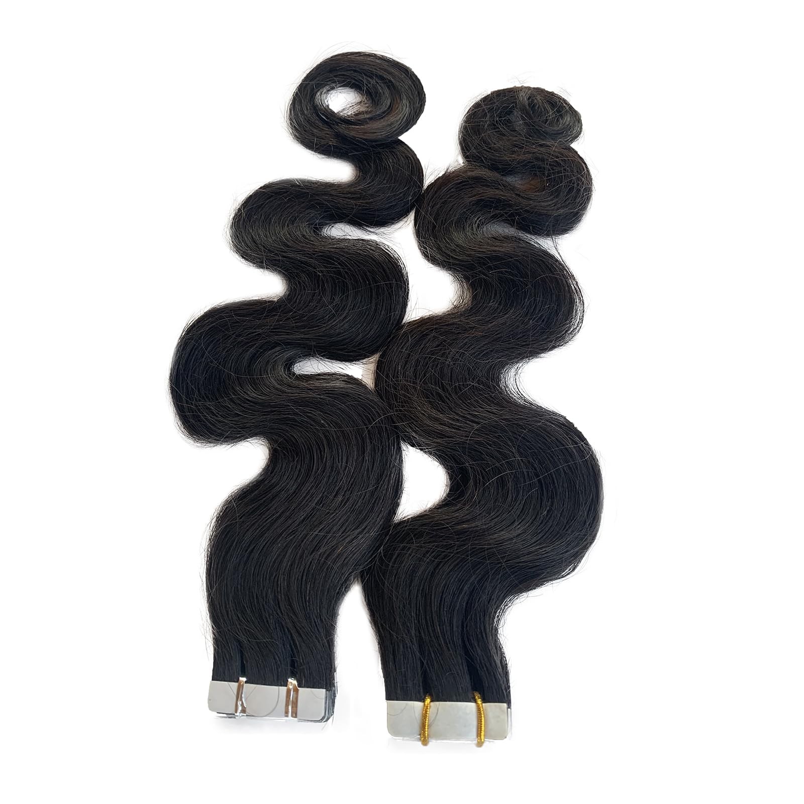 Licoville Body Wave Tape In Hair Extensions Human Hair 40Pcs Natural Black Tape
