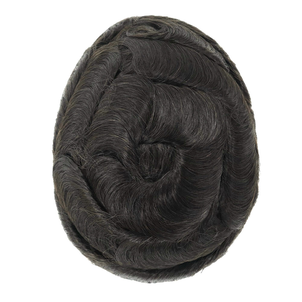 Mens Toupee Hair Replacement System French Lace Poly Skin Human Hairpieces 8×10