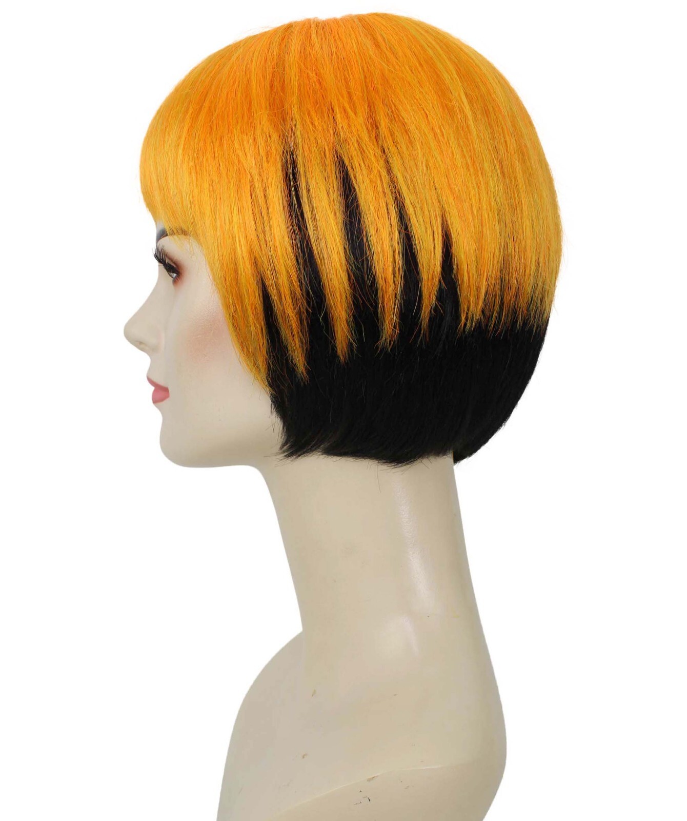 Adult Women’s Bob-styled Orange and Black Wig, Flame-retardant 100% Synt HW-7048