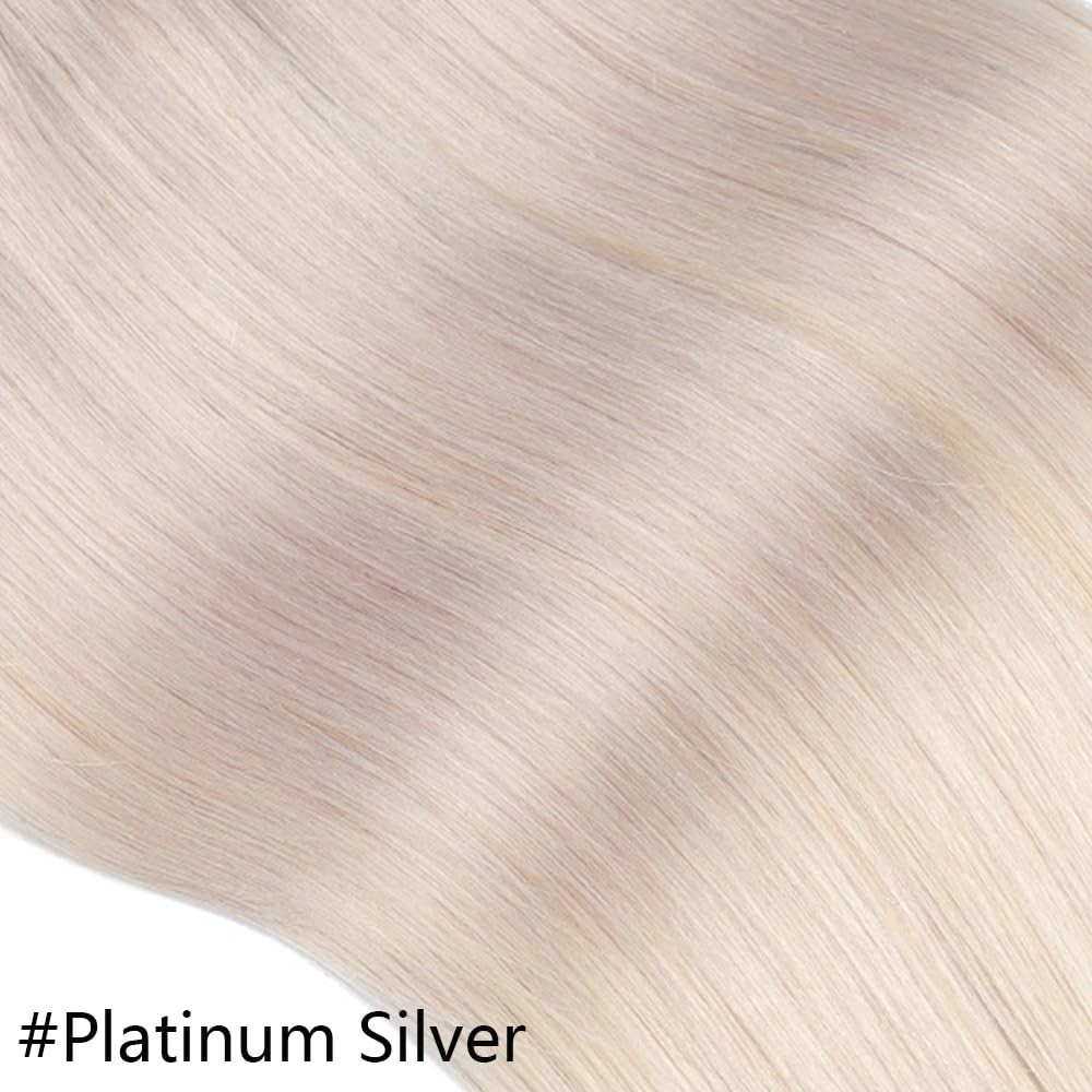 22 Inch Clip-In Real Remy Human Hair Extensions – Platinum Silver Gray 120g, 7 P