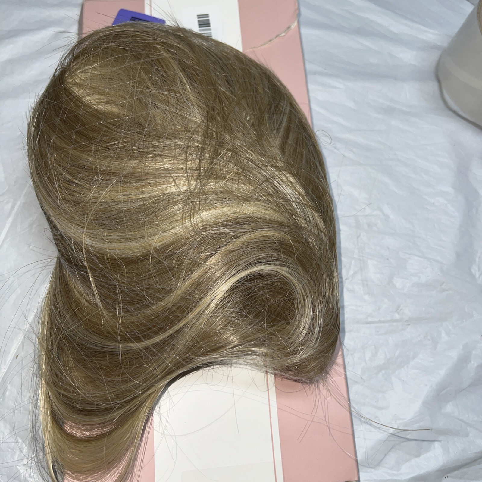 Challeam 12 Inch Lace Front Hair Topper with Band Champagne Synthetic Straight