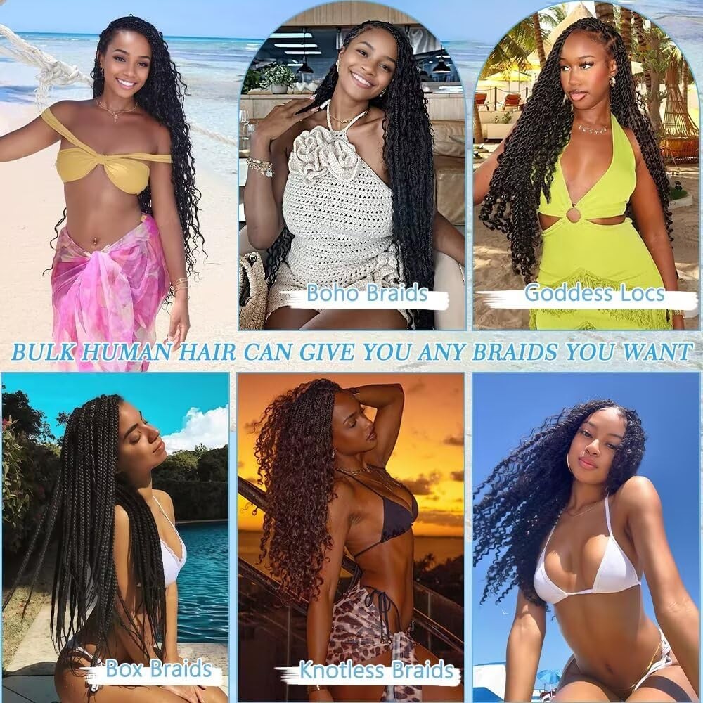 Human Braiding Hair for Boho Braids 150g 6 Bundles/Pack 20 Inch Curly Boho Ha…