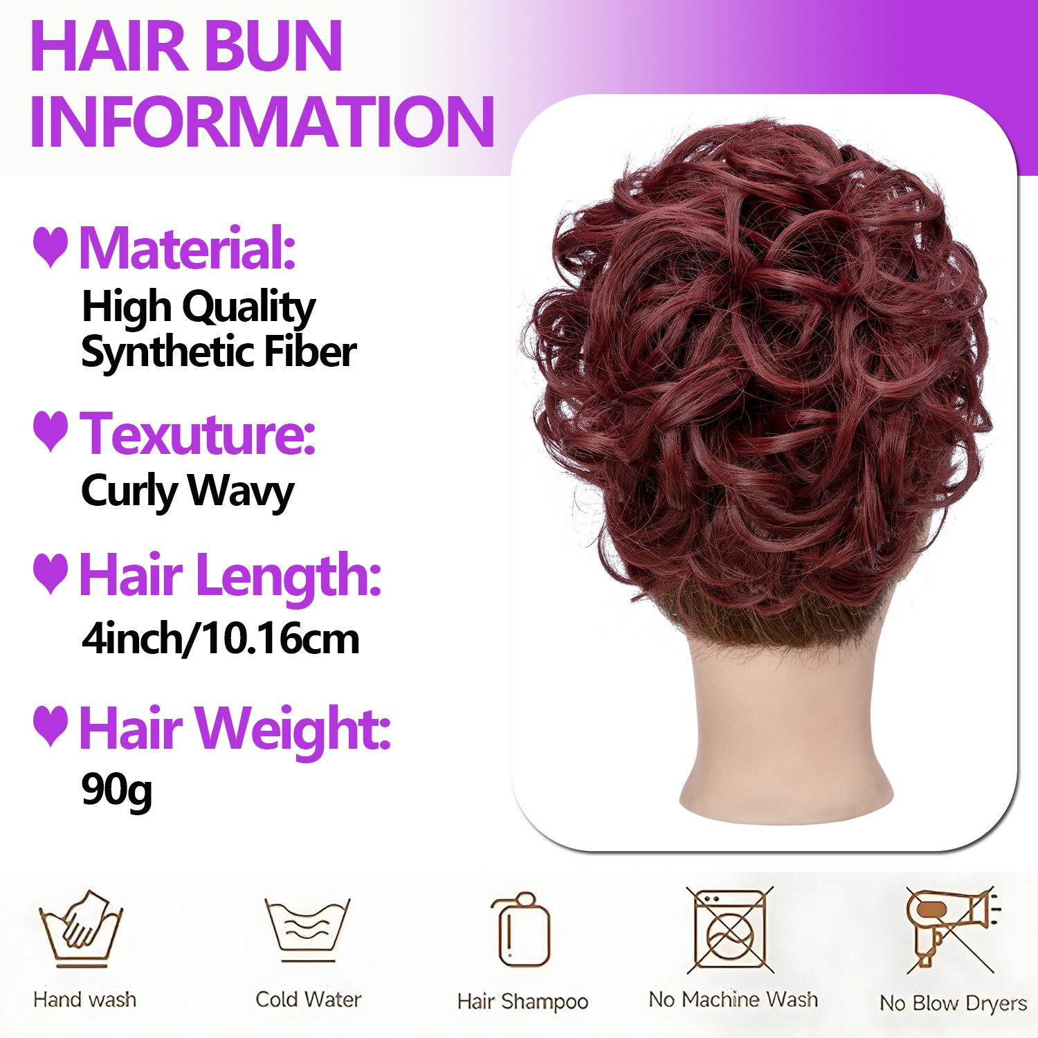 90G Thick Real AS Human Messy Bun Hair Piece Scrunchie Updo Hair Extensions USA