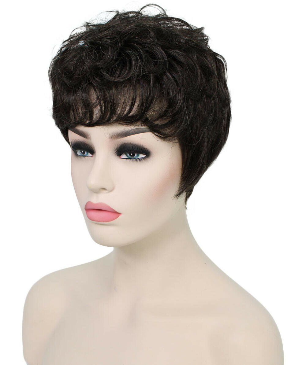 Veronica – Curly Kanekalon Synthetic Fiber Full Wig, 2-4.5 in, Off Black