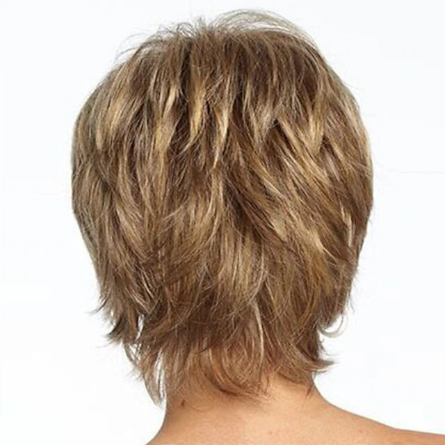 Synthetic Wig Wavy With Bangs Machine Made Wig Blonde Short Strawberry Blonde#27