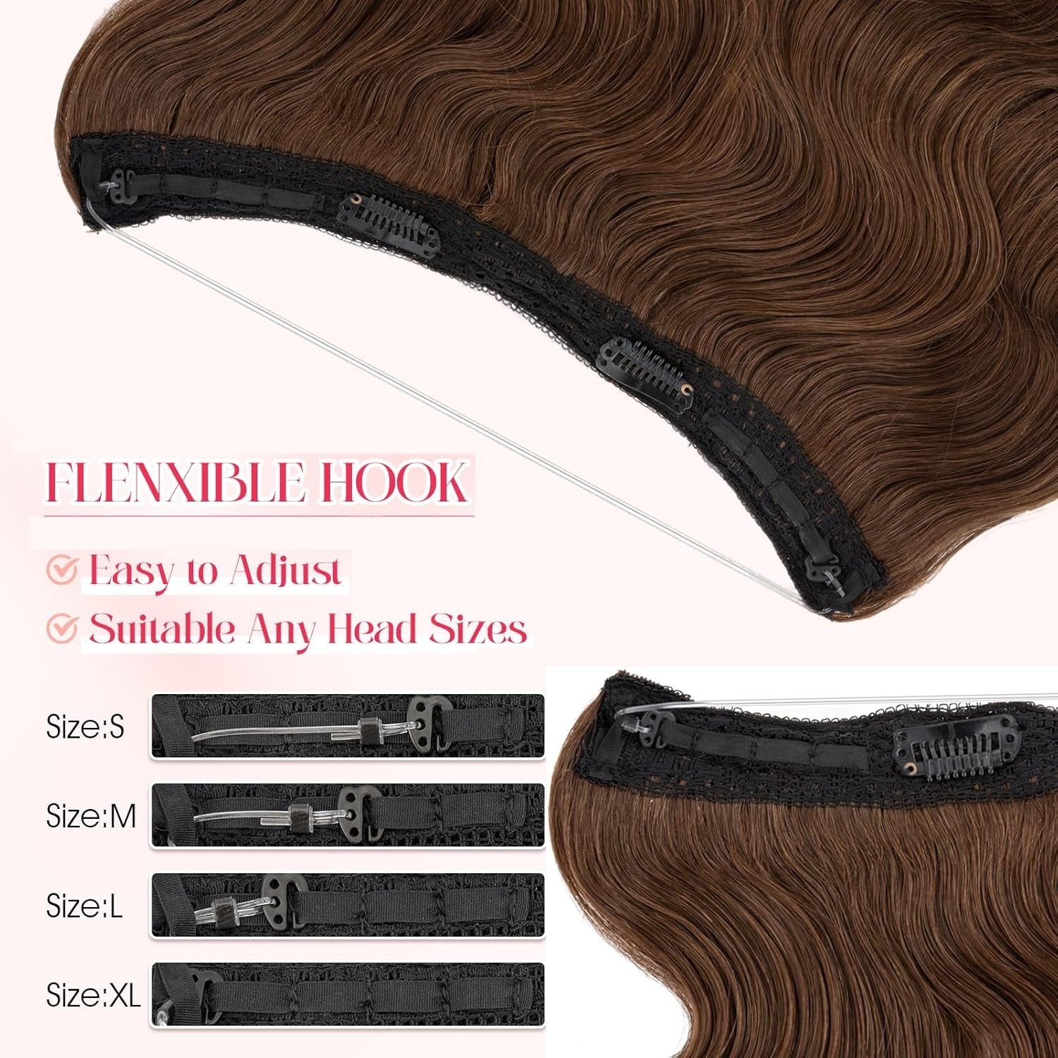 Halo Wavy Remy Human Hair Extensions 16 Inch #4R Medium Brown Invisible Wire