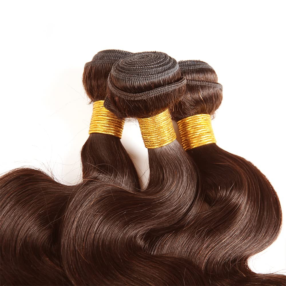 Aonbamds 4 Body Wave Bundle Chocolate Brown Bundles Human Hair 20 22 24 Inch