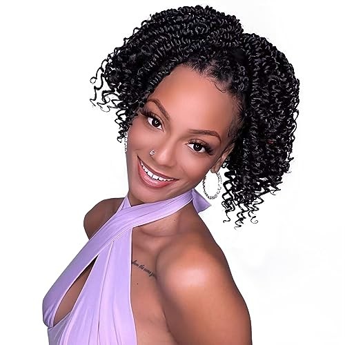 Passion Twist Crochet Hair,Passion Twist Hair 10 Inch,8 10 Inch (Pack of 8) 1B