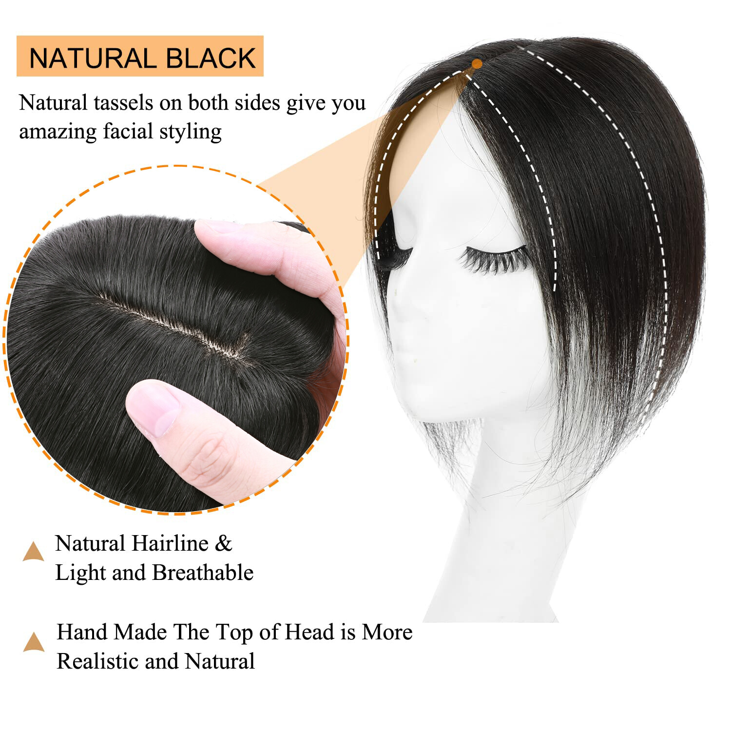 100% Remy Human Hair Topper Toupee Hairpiece Wigs Clip In Silk Base Honey Brown