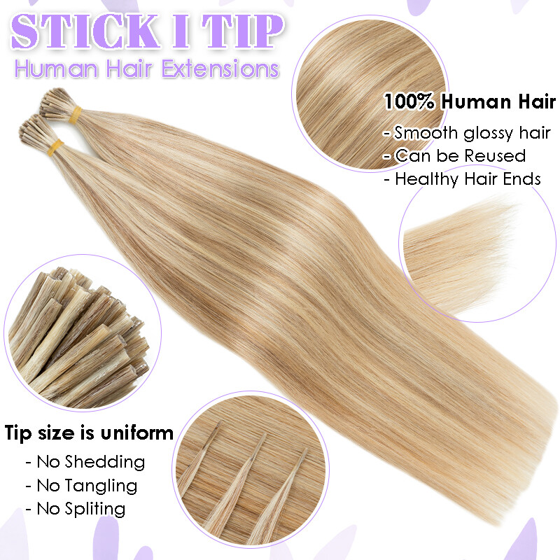 Highlight Stick I Tip Hair Extensions Real Human Remy Hair Full Head Thick 200g