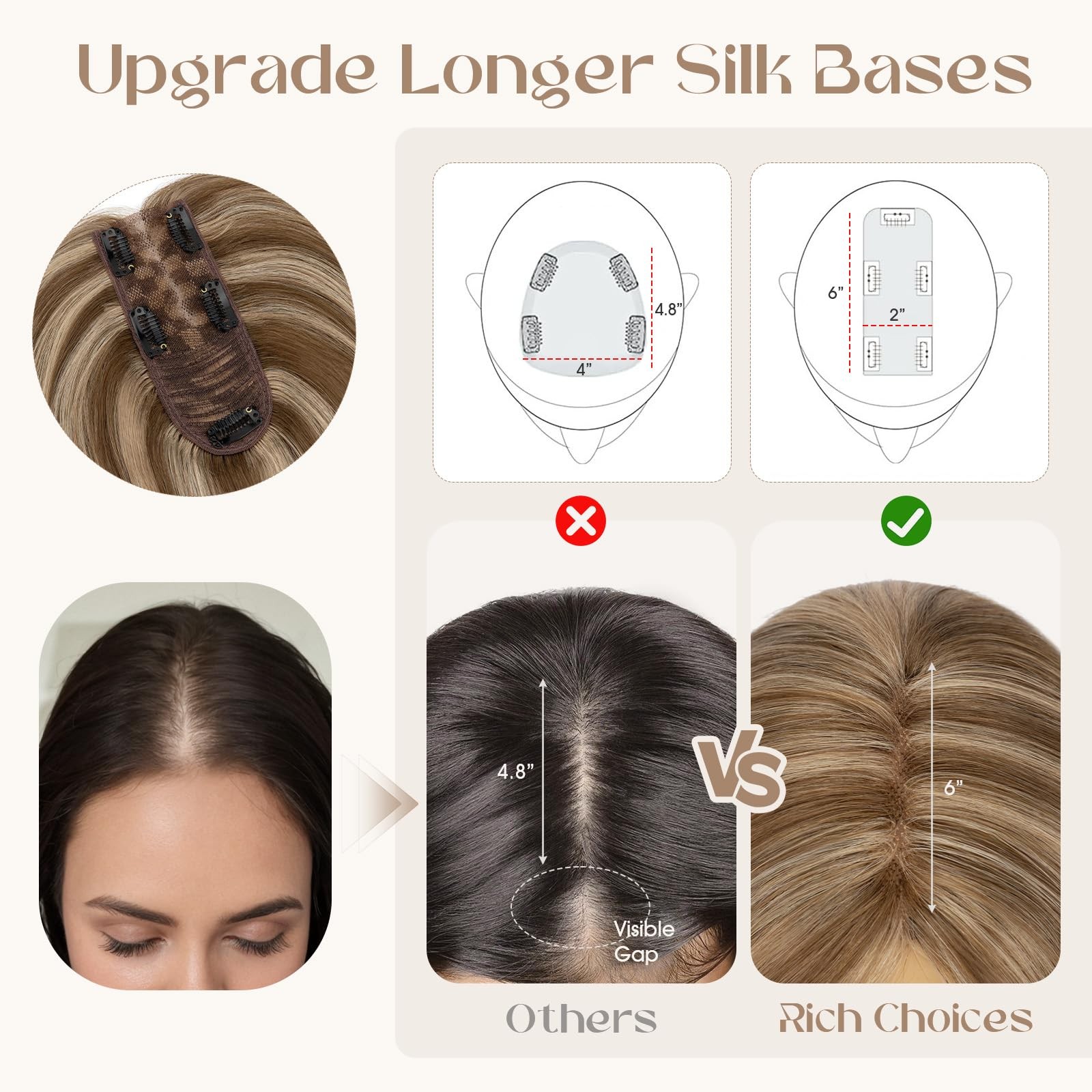 Rich Choices Hair Toppers For Women Real Human Hair 100 Human Remy Toppers For