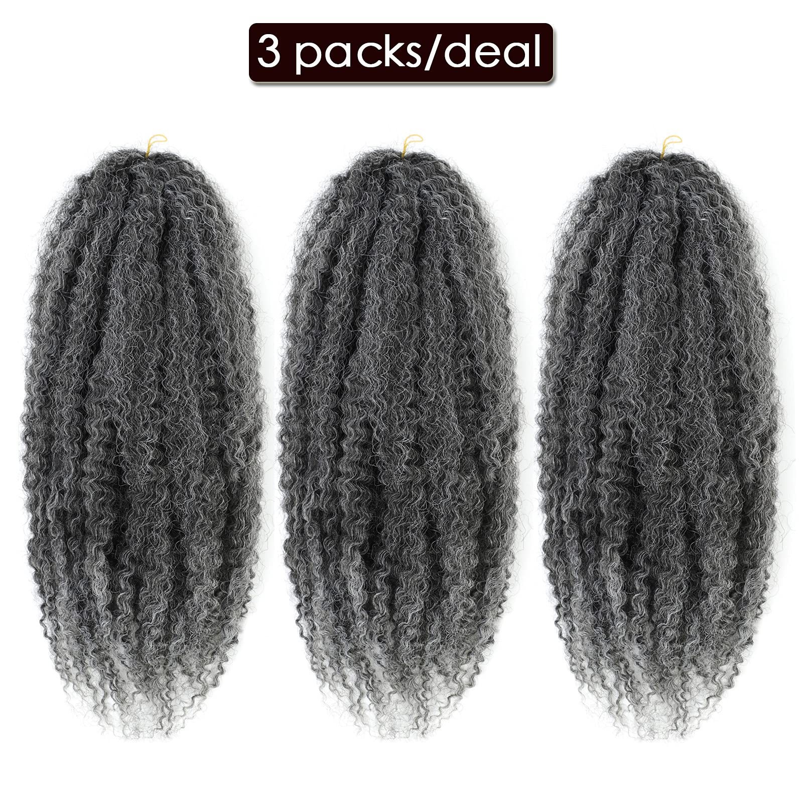 Dansama Grey Marley Twist Braiding Hair Curly Crochet Braids For Soft Locs