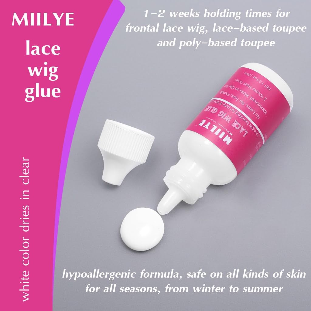 Wig Glue Spray Kit for Lace Front Wigs, White Glue & Remover with Band