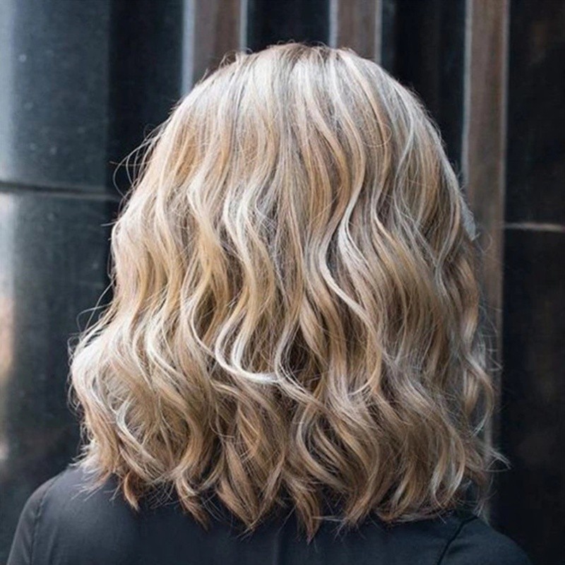 Blonde Gold Brown Short Natural Wavy Curly Blonde Wig Women’s Synthetic Hair