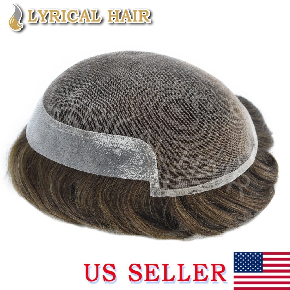 Lace Front PU Base Men’s Toupee Human Hair Natural Invisible Hairline Hairpiece