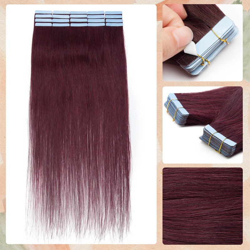 100%Real Remy Human Hair Tape in Hair Extensions 20Pcs 50g FULL HEAD Soft Thick