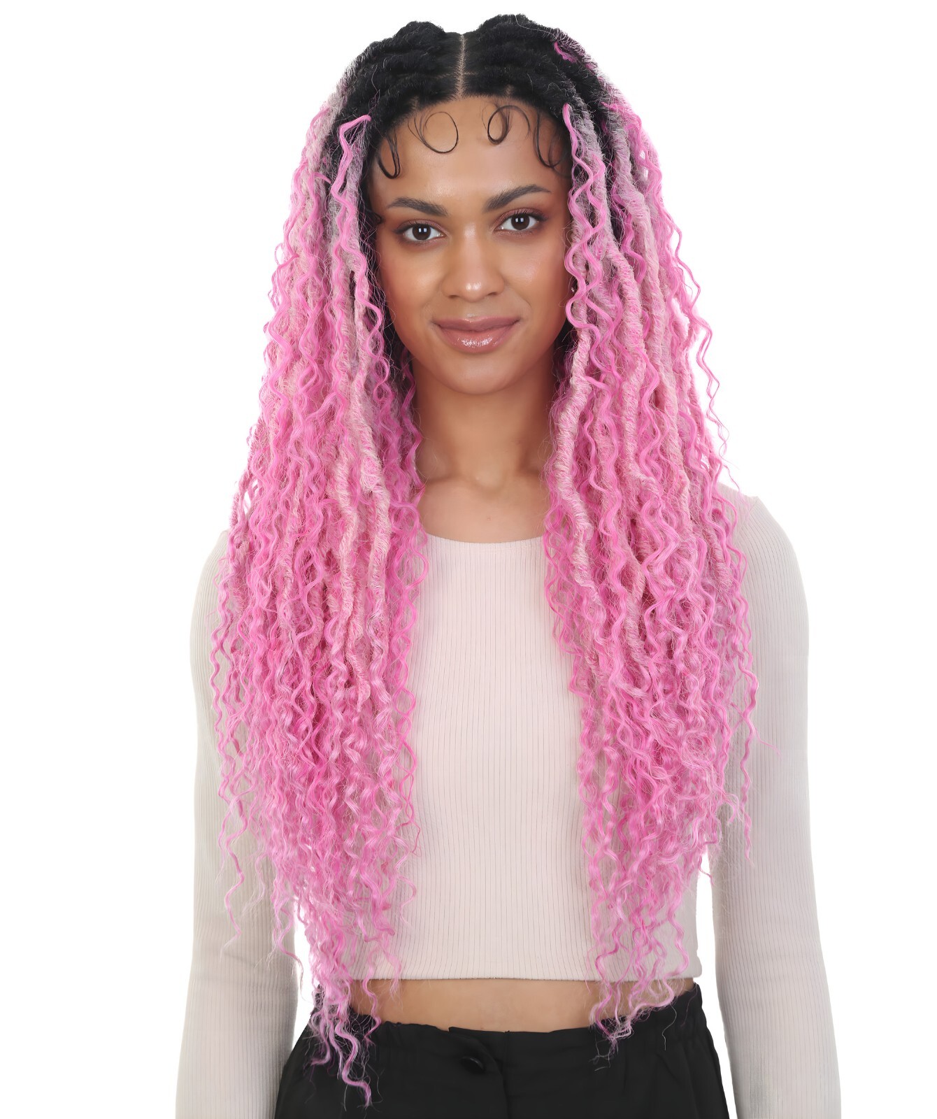 LUXLUXE Flora 30-inch Full Hand-tied Boho Locs Style Lace Braid Wig BLB-0160