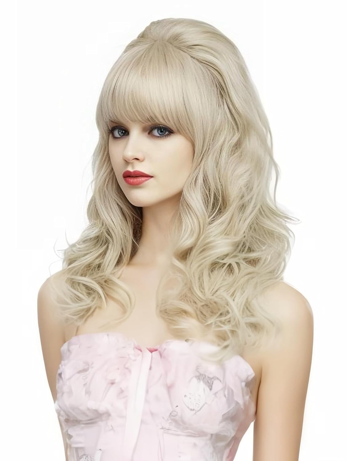 Blonde Long Wavy Wig Retro Beehive Bouffant Women’s 80s Costume Halloween Party