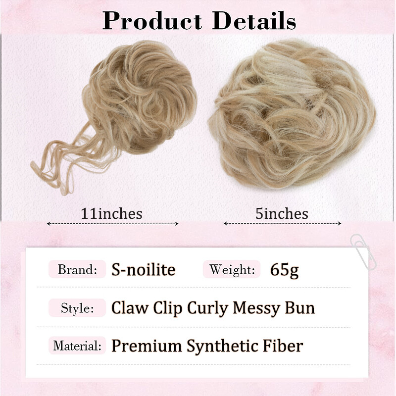 Natural Clip on in Messy Bun Hair Piece Extension Hair Claw Clip Wedding Updo US