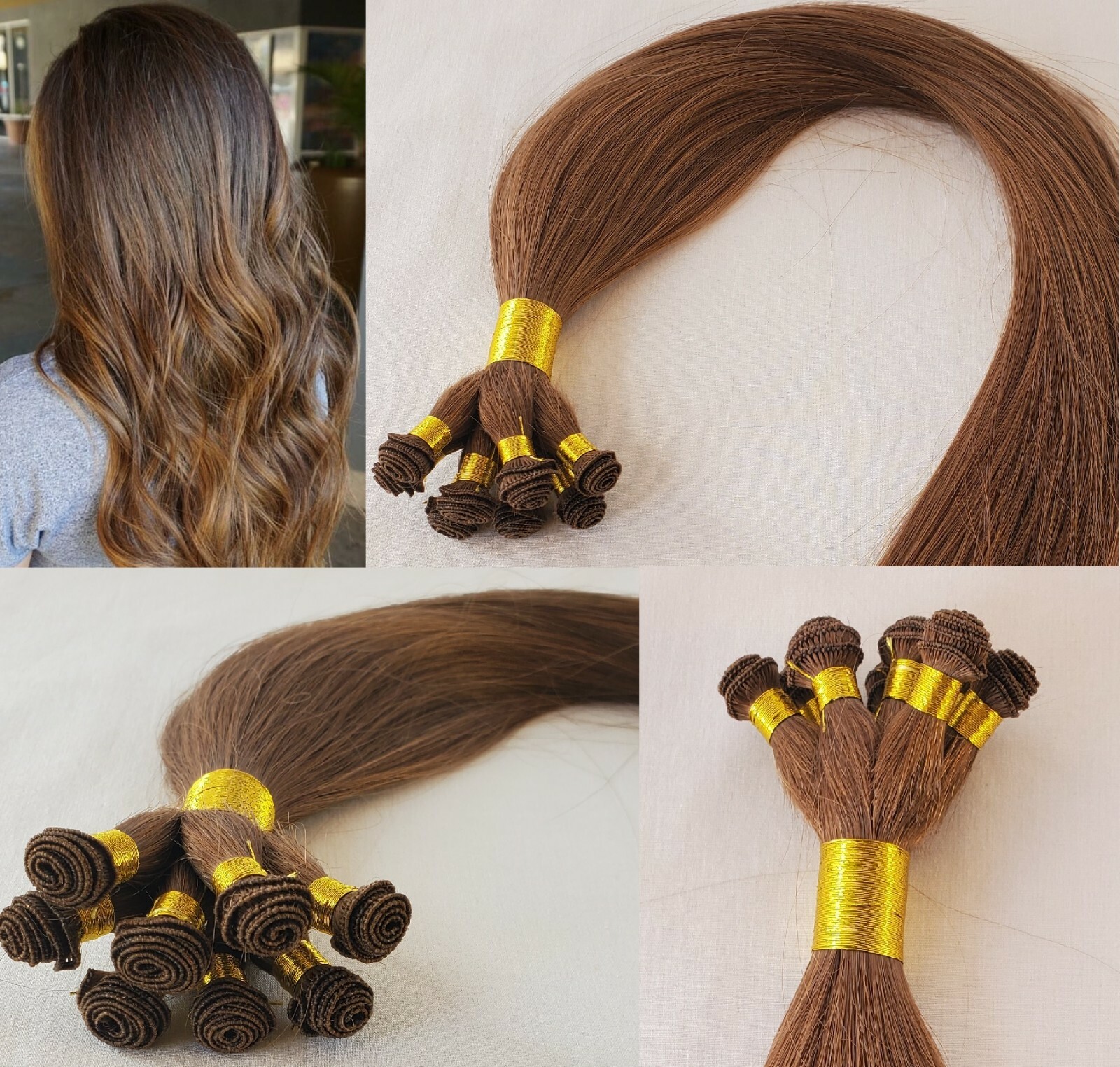 18″, 20″, 22″ Hand-Tied Weft, 100 grams, Human Remy Hair Extensions # 6