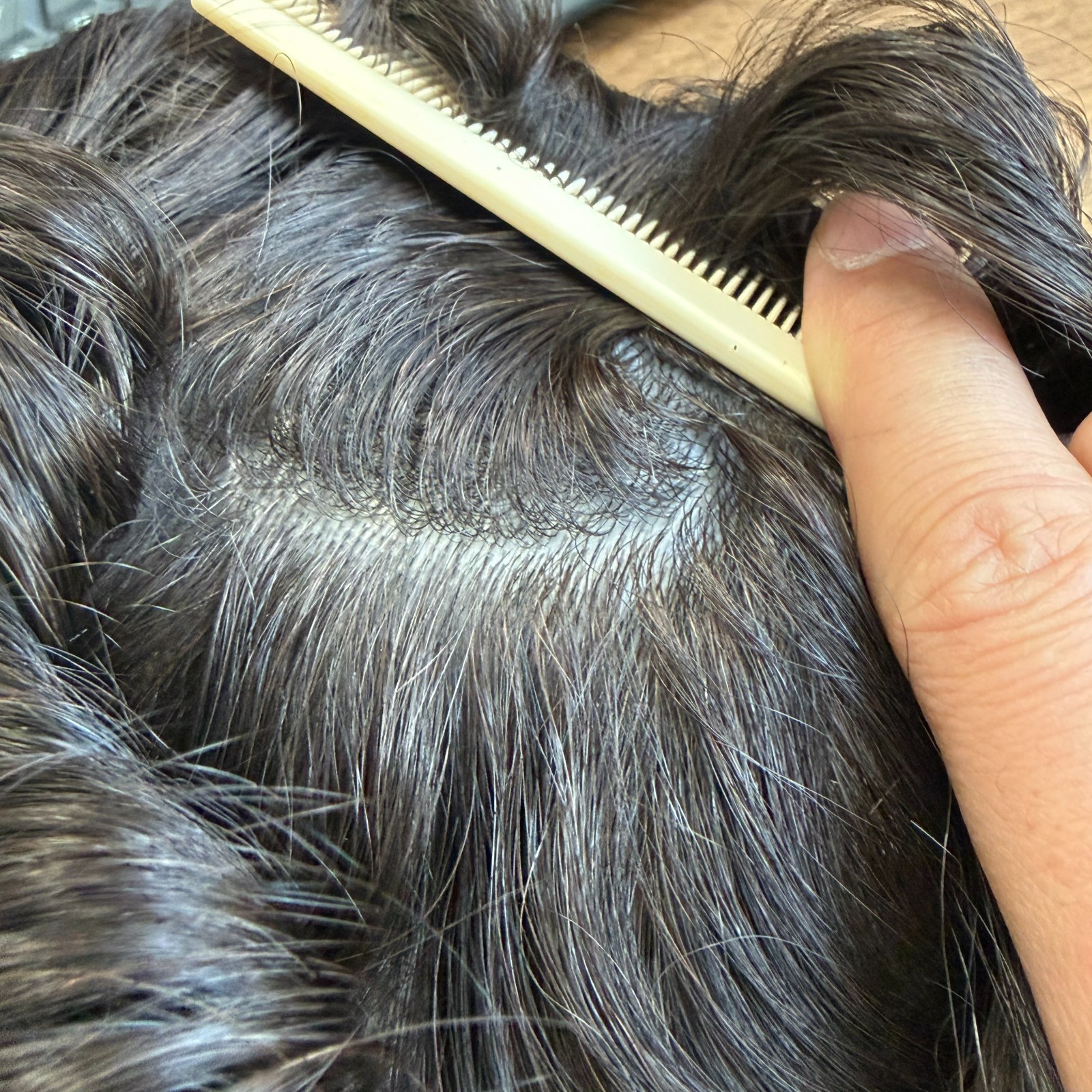 Injection Thin Skin 0.06-0.08mm Male Hair Prosthesis Real Natural Human Hair