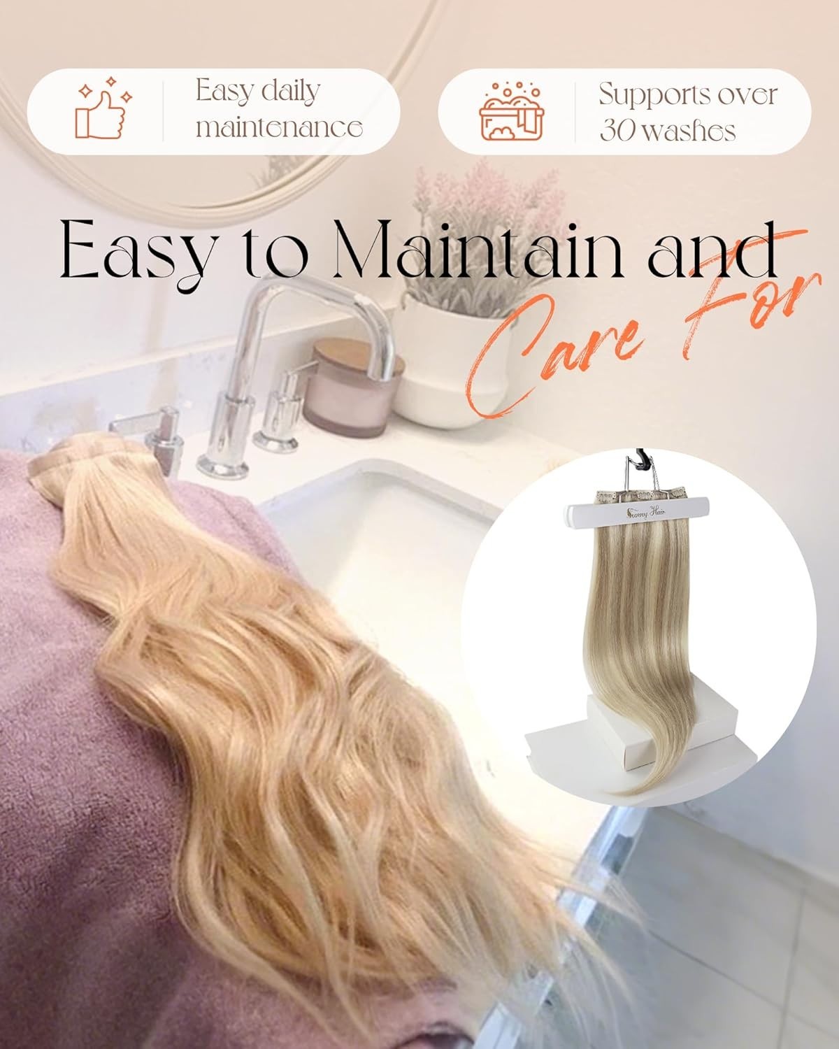 Sunny Hair Clip in Hair Extensions Straight Human Hair Clip in 18in Golden Blond