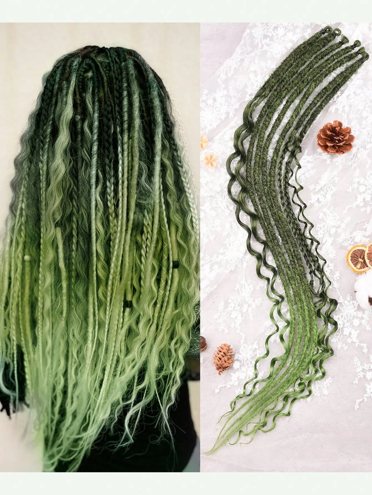 3 In 1 Mixed Hippie Single Ended Dreadlocks Synthetic Hair Extensions for Women