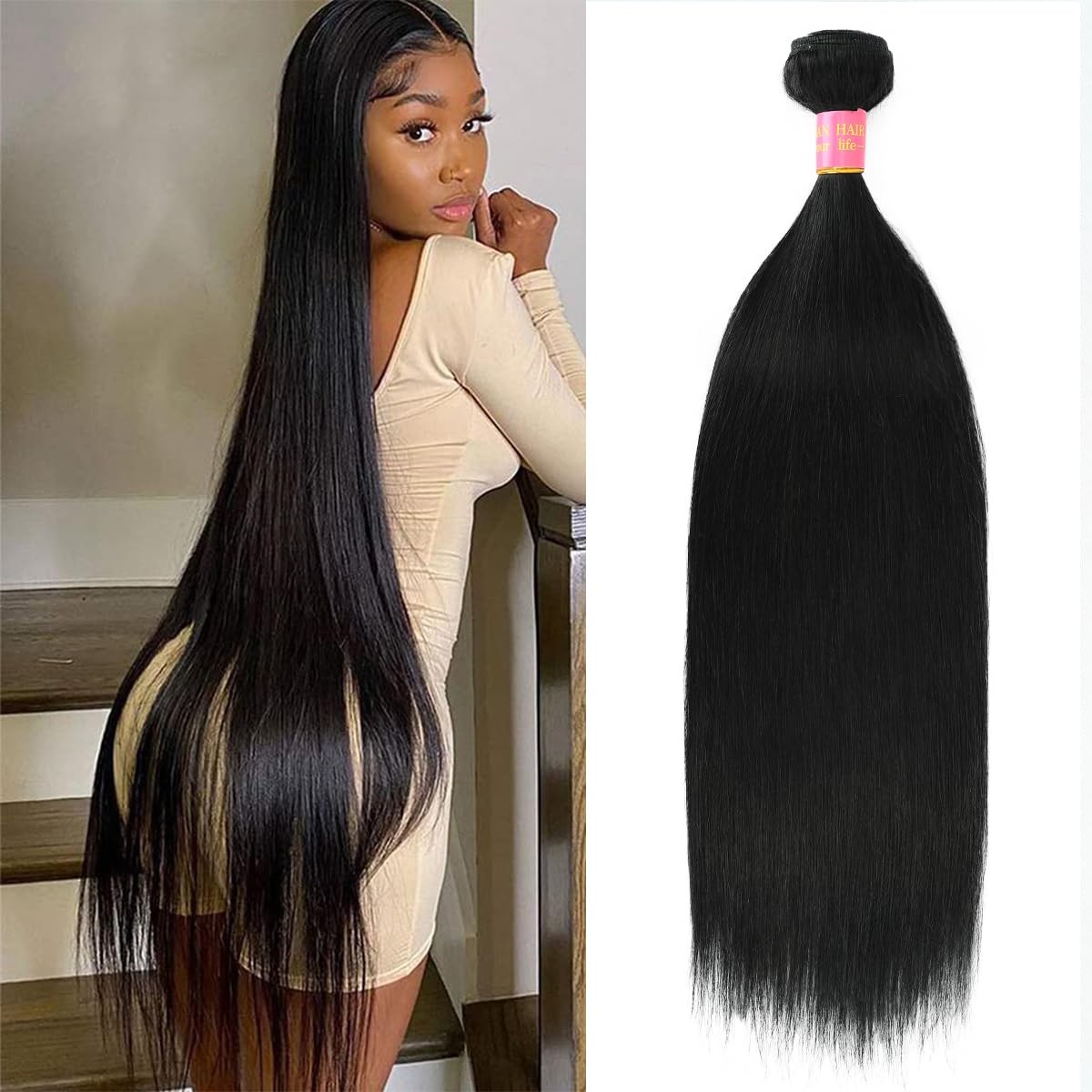 Cfy 32 Inch One Bundle Human Hair Straight 12A 100 Unprocessed Brazilian Virgin