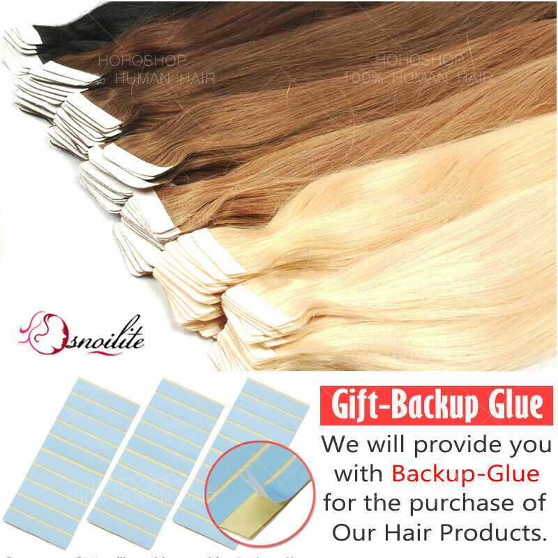 THICK Ombre Tape In/On Skin Weft Remy Human Hair Extensions 24Inch Balayage FULL