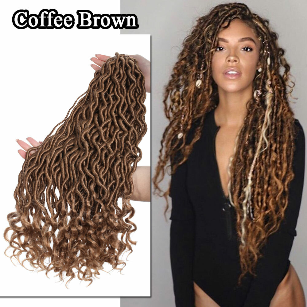 US Goddess Locs Deep Curly Faux Locs Dreadlocks Crochet Braids Hair Curly Ends
