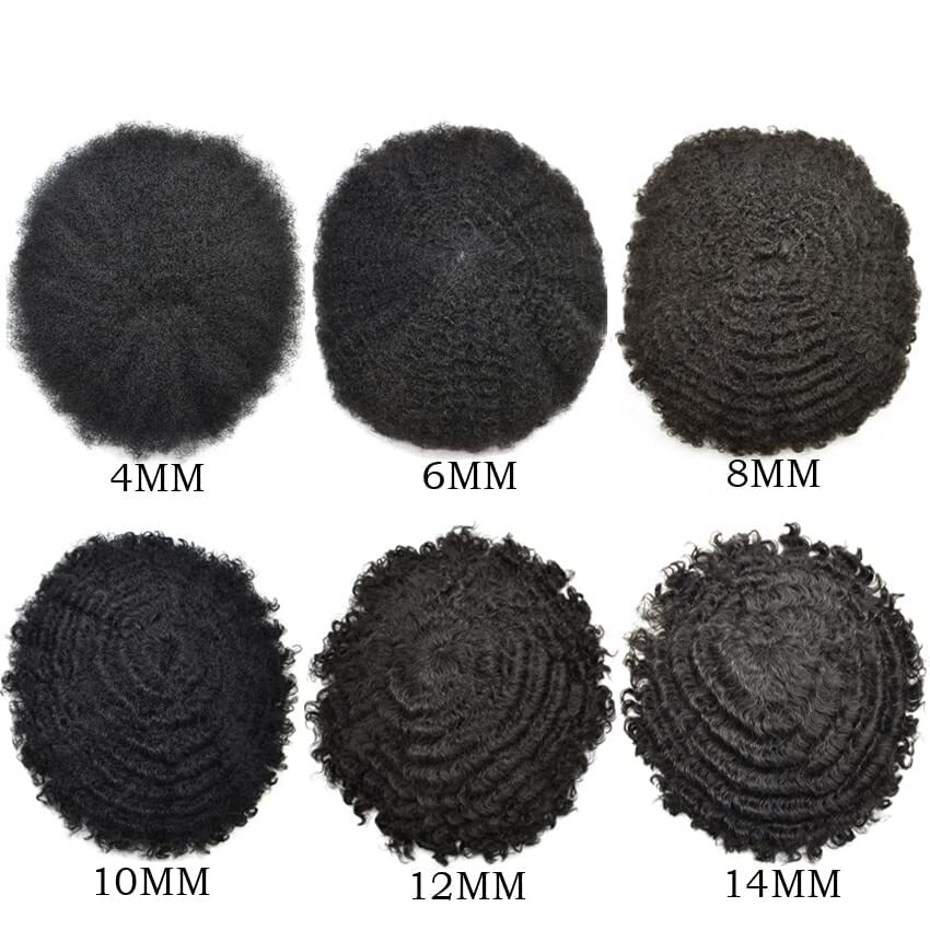 Full Lace Afro Curl Mens Toupee African American Human Hair Curly Systems US