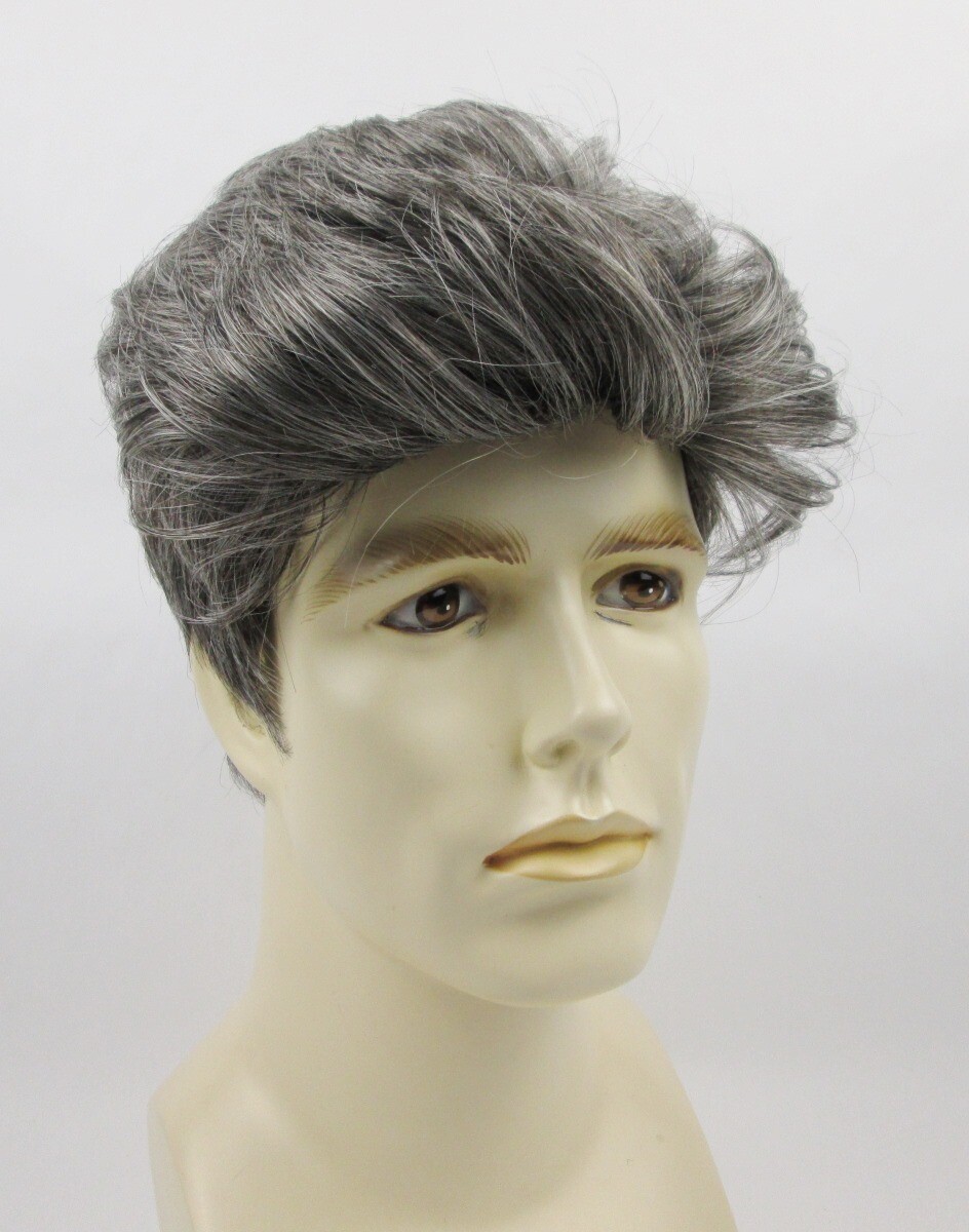 MENS MALE SHORT STRAIGHT WAVY HAIR WIG TAPERED BRUSHED BACK JOHNNY POMPADOUR