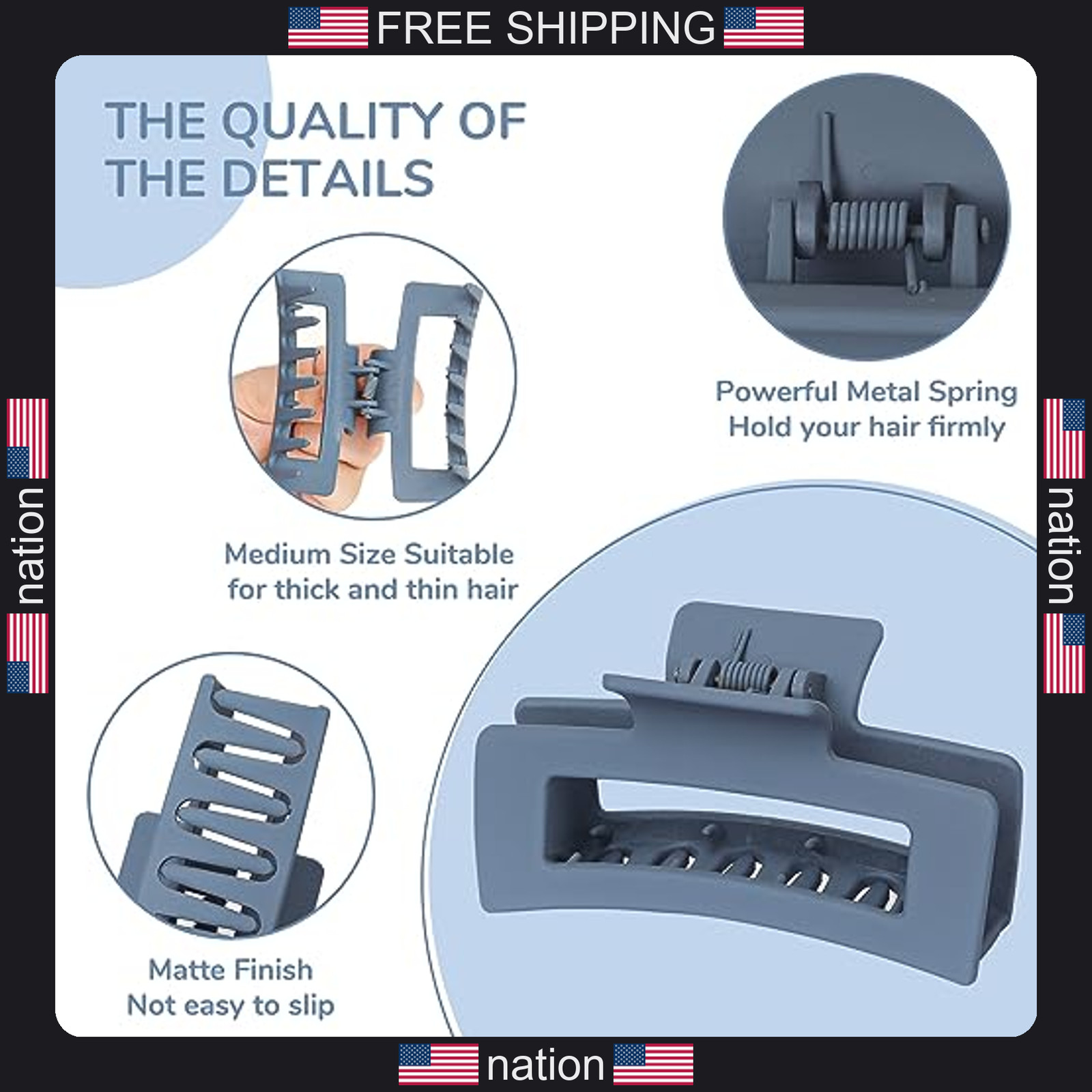 12 Pack medium hair claw clips 3.5 inch strong hold non-slip for women