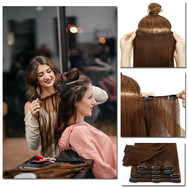 Clip in Human Hair Extensions Full Head 100% Real Remy Hair 24″ 8PCS Long Ombre