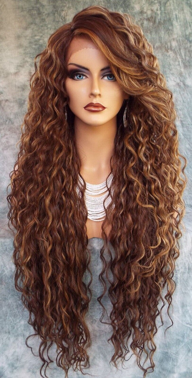 36″ X-LONG LACE FRONT DEEP C-PART HIGH HEAT SAFE WIG COLOR FS8.27.613 SEXY 233