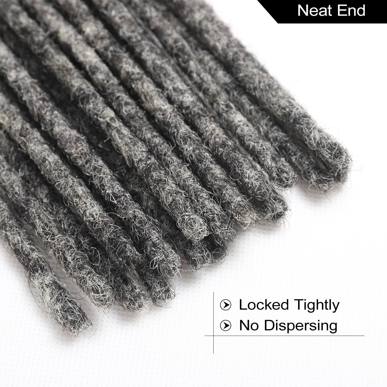 Loceast Salt and Pepper (Grey Black) Loc Extensions 100% Human Hair 0.6Cm 8 Inch