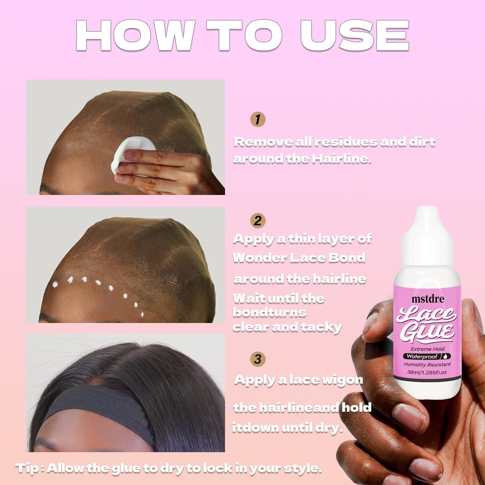 Mstder Lace Wig Glue Extreme Styling Invisible Bonding NonToxic, Odorless, Mo…