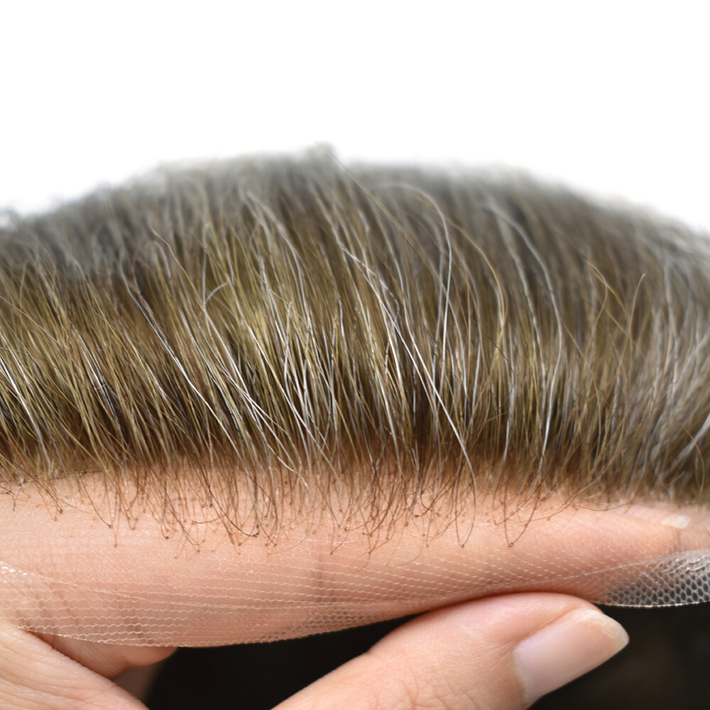 MensToupee Swiss Lace Front Poly Pu Hairpiece Natural Hair Replacement Systems