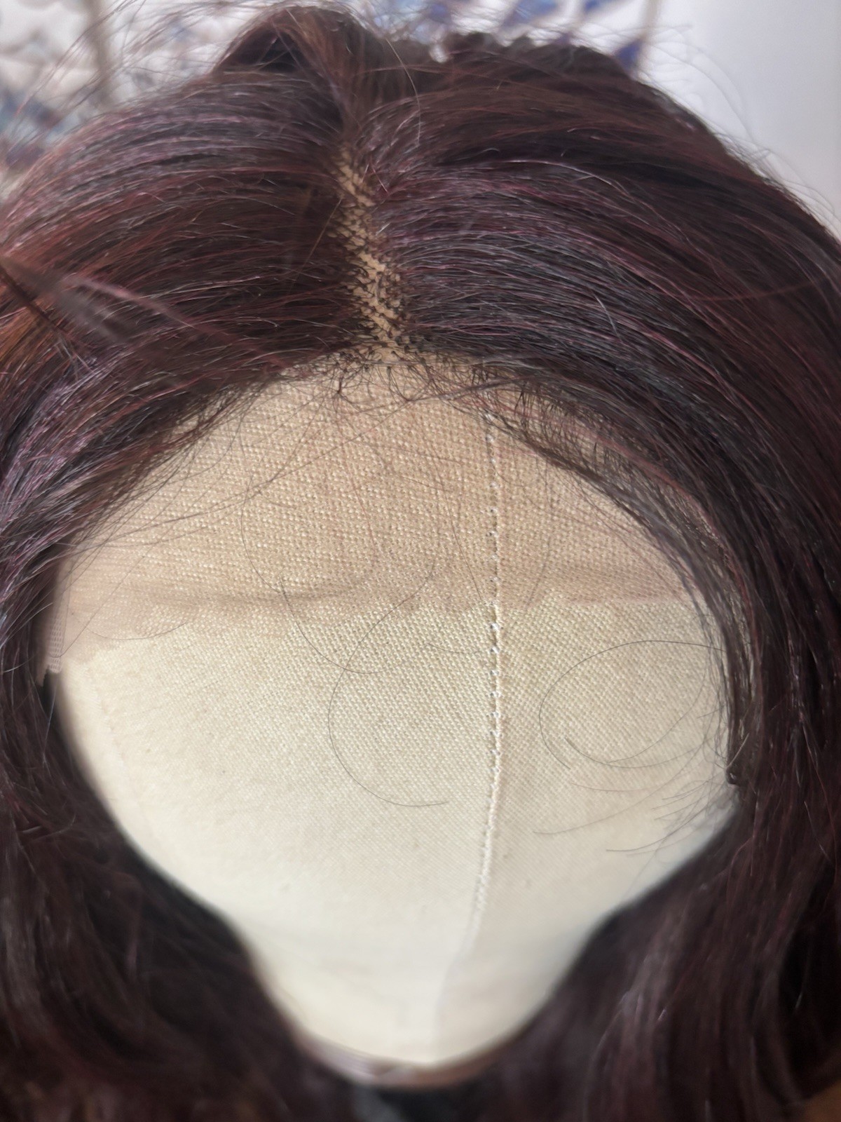 Lace Front C-Part Burgundy Blend Synthetic Heat safe Wig
