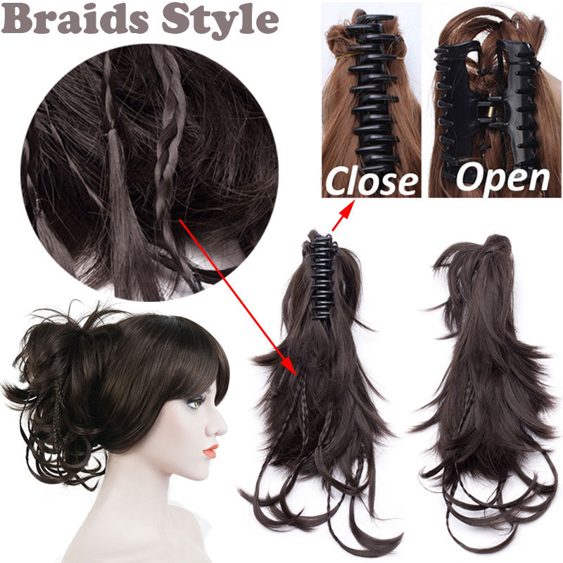 12” Short Straight Layered Bendable Ponytail Jaw Claw Clip In Hair Extension TA