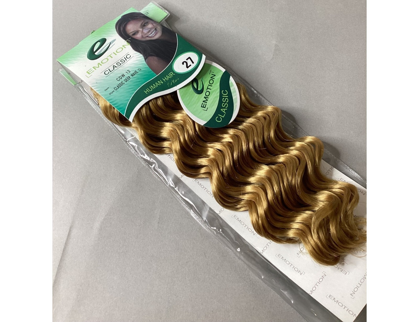 12″ Classic Deep Wave Color #27 Honey Blonde Blended Hair Extensions Track Emoti