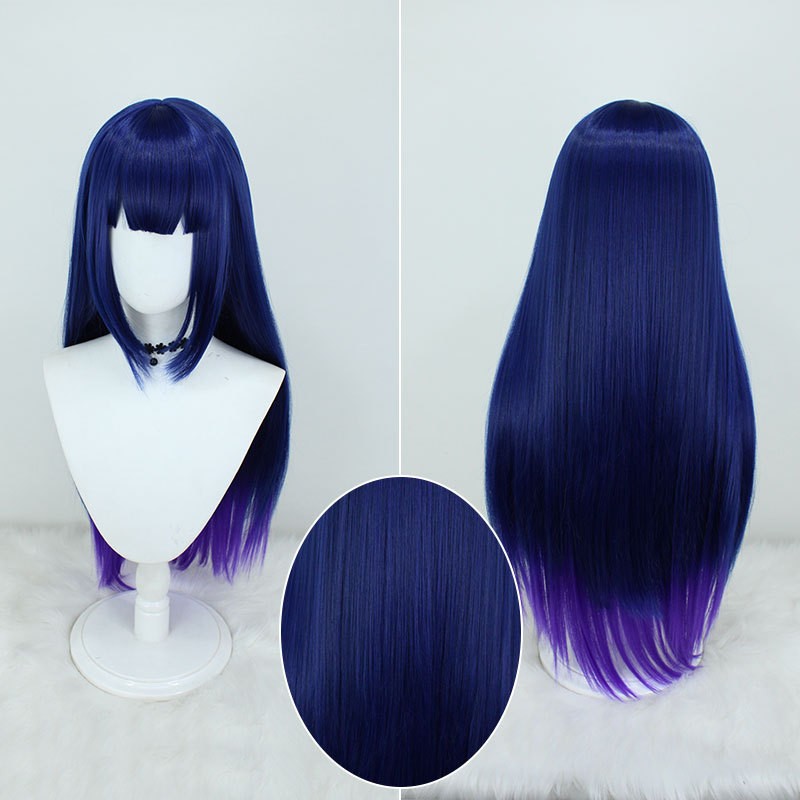 Women’s Wig Long Straight Dark Blue To Dark Purple Ladies Hair Wig+Wig Cap