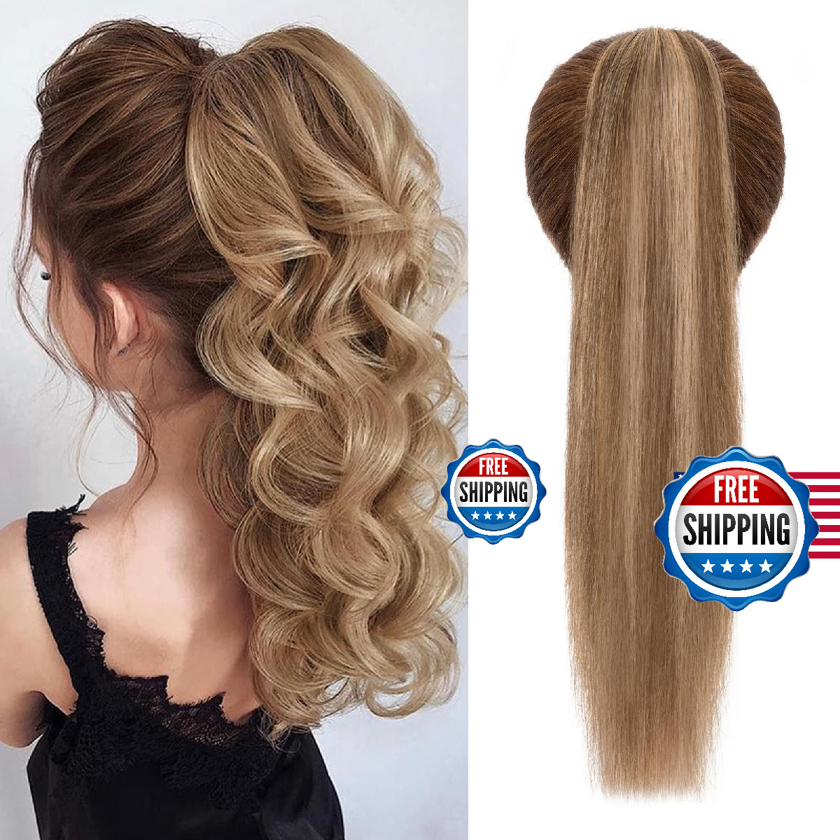 Charites Ponytail Extension 14 Inch Claw Clip Ponytail Extension Human Hair