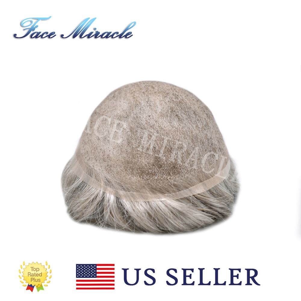 Mens Toupee Human Hairpiece Full French Lace Toupee for Men Hair Replacement Wig