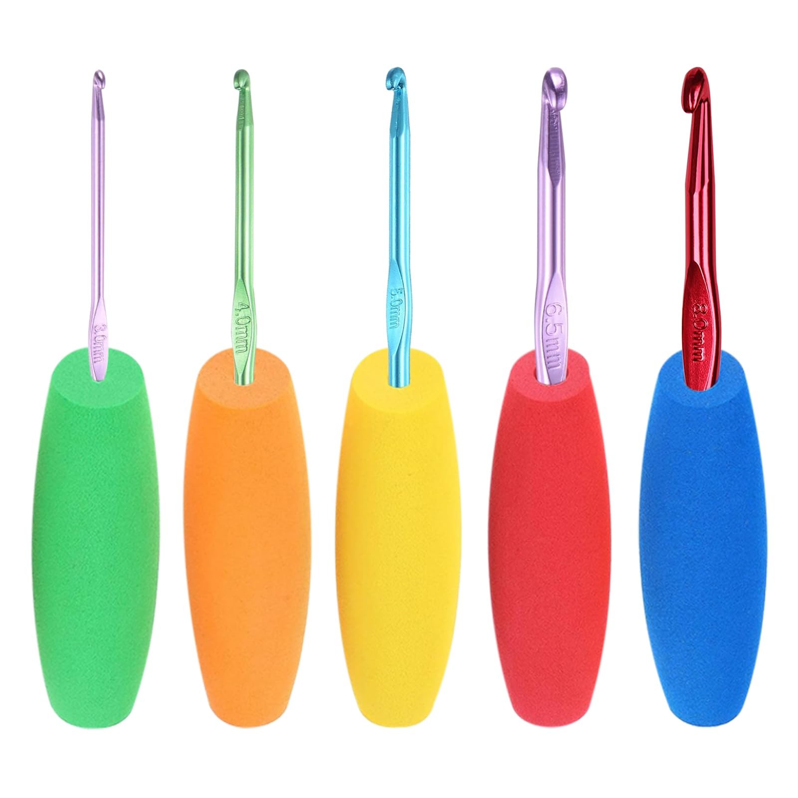 HEYLEAYAR Multicolor Crochet Hooks Grips Set, 5Pcs 2mm-10mm, Multi-Color