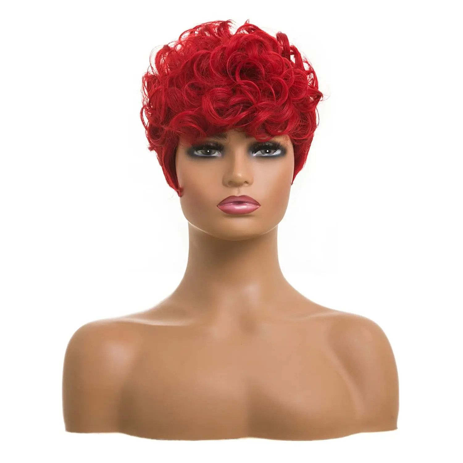 Fake Hair Natural Wavy Black Elf Short Curly Wig Synthetic Wig For Black Women